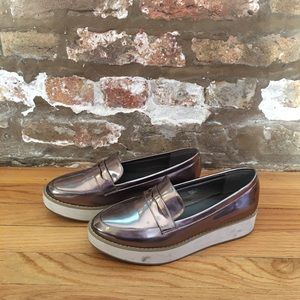 Primark Metallic Platform Loafers SIZE 9 US